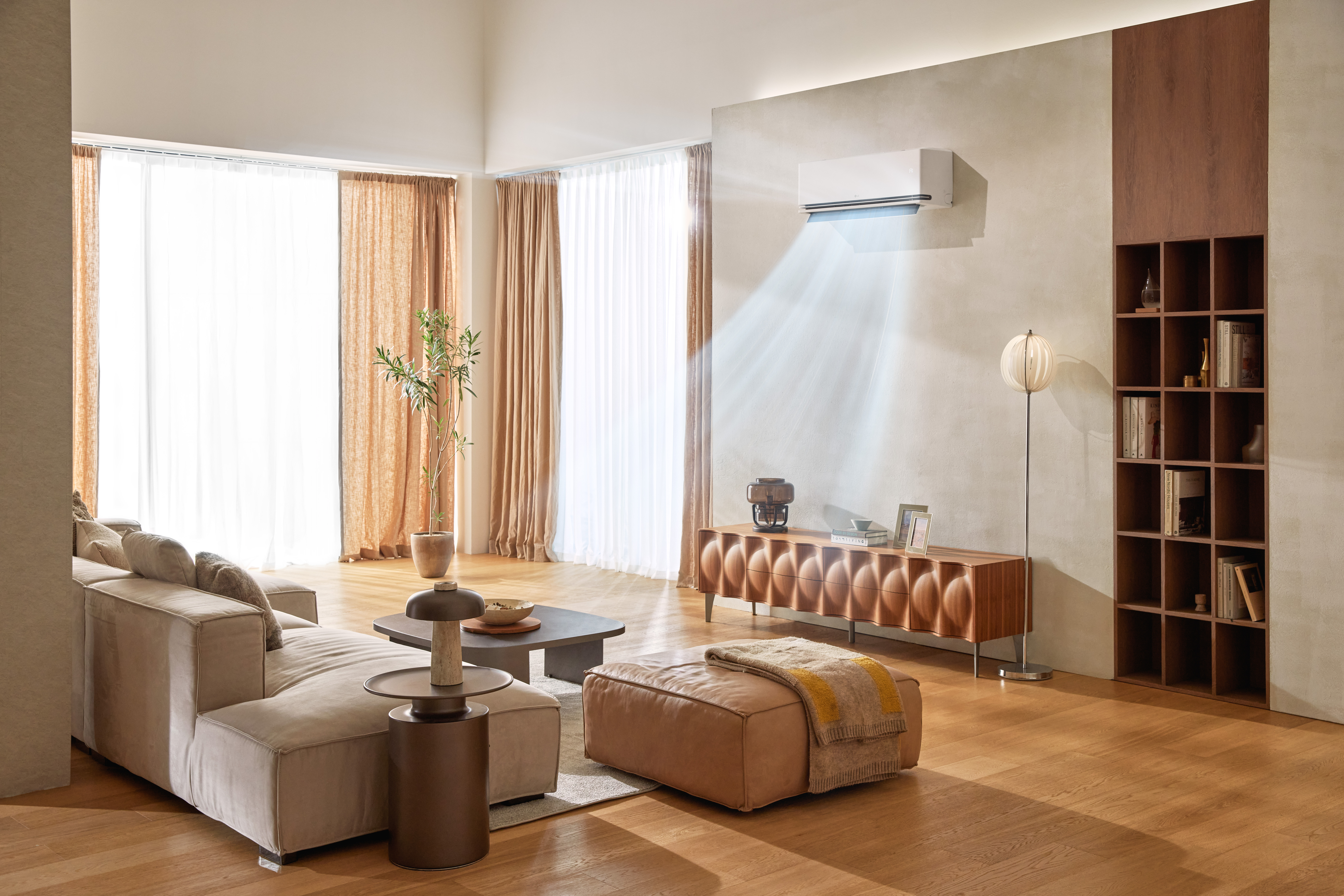 Residential Air Conditioner S3nm091l1ca 2025 White Jpg Lifestyle A02 With Wind