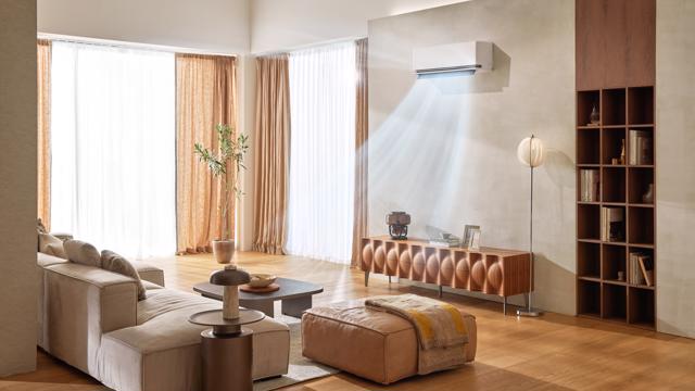 Residential Air Conditioner S3nm091l1ca 2025 White Jpg Lifestyle A02 With Wind