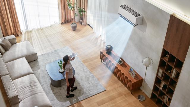 Residential Air Conditioner S3nm091l1ca 2025 White Jpg Lifestyle A09 With Wind